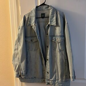 Light blue oversized jean jacket from target.